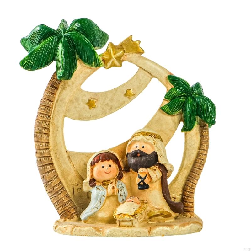 Christmas Nativity Figurines Nativity Scene Statue with Stable Holy Family A0KF