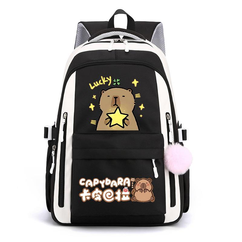 Kapibara Schoolbag New 2024 Ridge Protection Cute Men and Women High Value Cartoon Printing Large Capacity Backpack