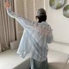 Hollow Patchwork Shirt Women's Summer Sun Protection Shirt Design Thin Cardigan Top