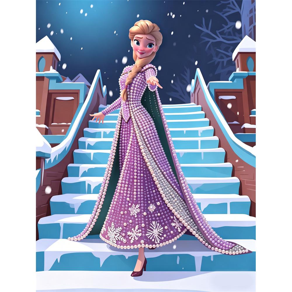 

Disney Pearl Painting Queen Elsa DIY Pearl Art Painting Pearl Gem Painting Pictures Crafts Special Shape Home Wall Decoration 30x40