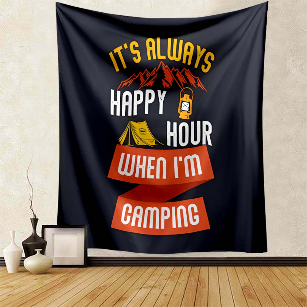 Camping Tapestry Camper Outing Accessories Fun Kids Room Club Man Cave Home Bedroom Wall Decor Backdrop