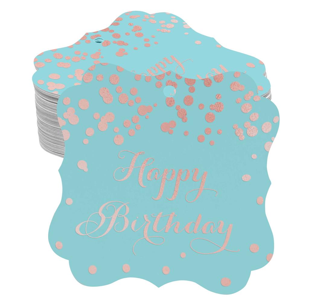 Inkdotpot Real Gold Foil Bracket Shape Paper Hang Tags Happy Birthday Favor Tags Pack Of