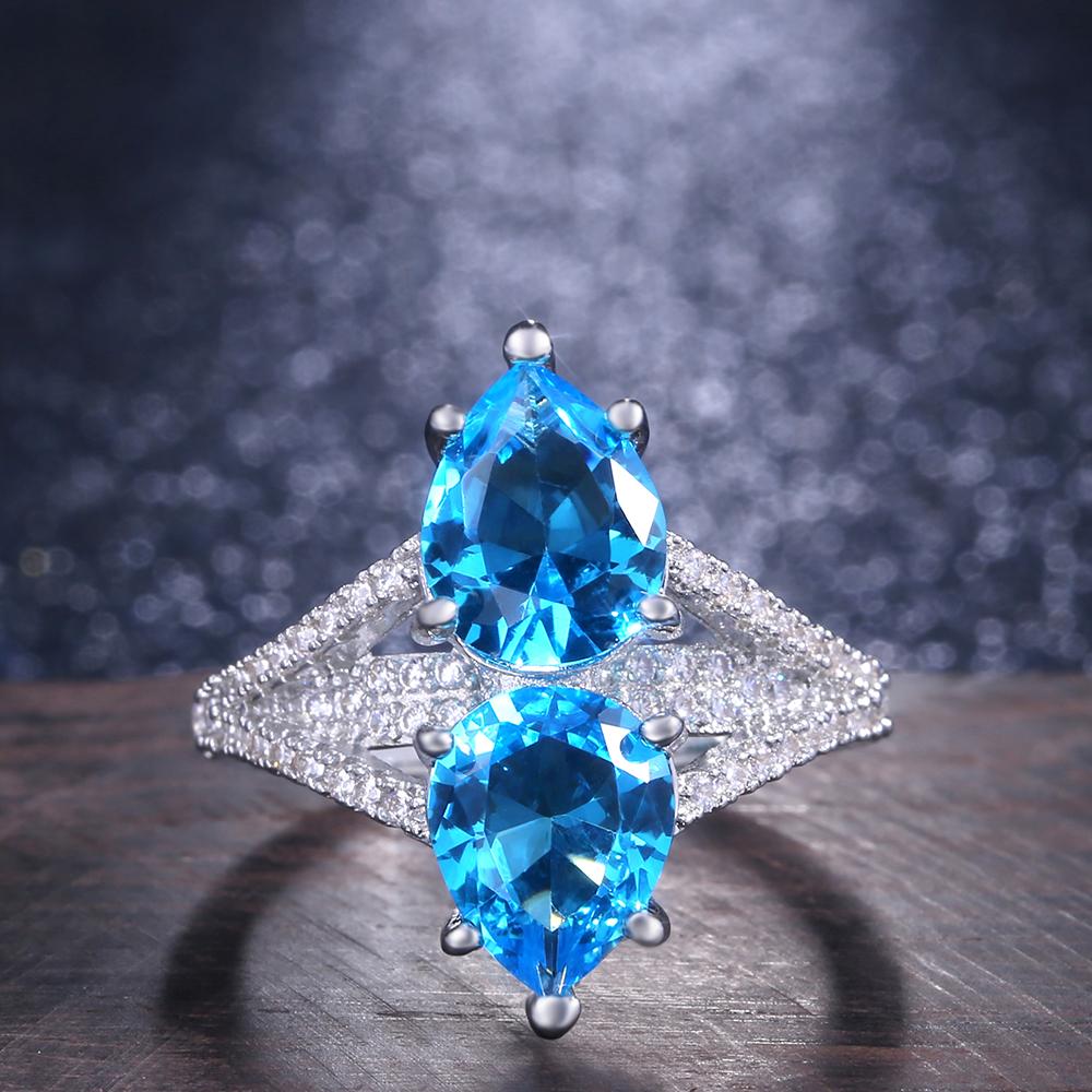 Anillo Topacio Azul Tous Anillos Oro Blanco Anillo Plata Anillo
