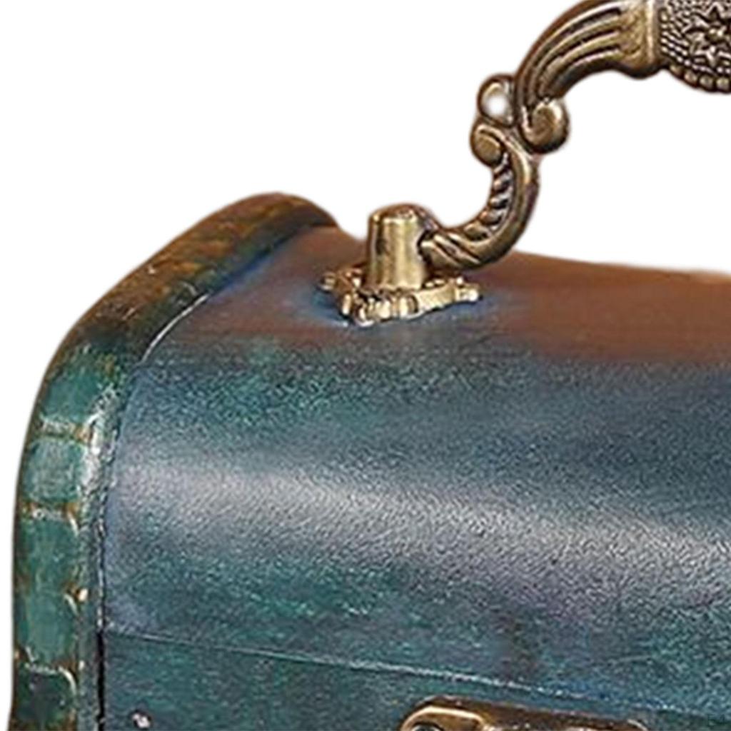 Antique Treasure Chest Box ,Handcrafted Piggy Bank with Lock Portable ,Jewelry Organizer