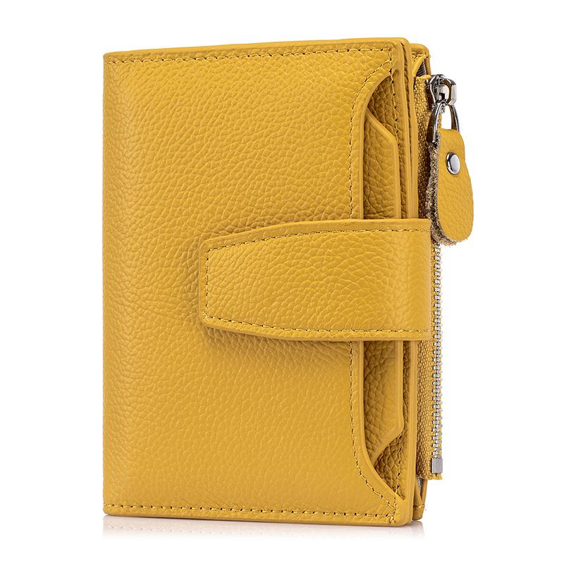 Damski portfel ze skóry naturalnej z blokadą RFID, z portmonetką i uchwytem na karty