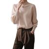 Autumn and Winter New Temperament Semi-turtleneck Back Buckle Design Lantern Sleeves High-end Sense Solid Color Knitted Bottoming Sweater Women