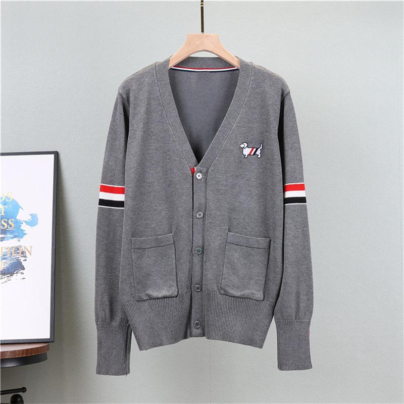 Knitted Cardigan Jacket Women's Autumn And Winter V Neck Sweater Striped Long Sleeved Loose Top Sweater