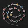 Luxury Heart-shaped Cz Chain With Candy Color Brass Lovely Colored Necklace For Wedding Parties And Gifts