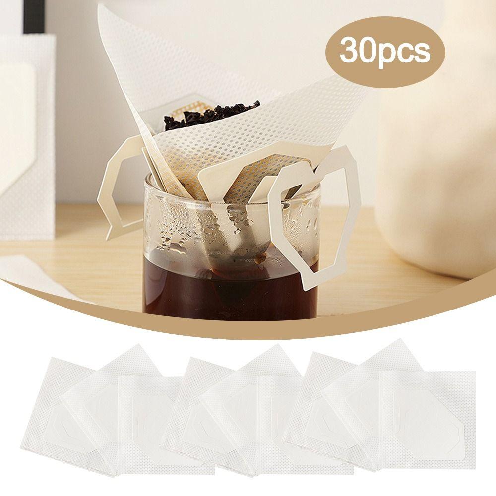 30Pcs V-Shaped Coffee Filter Eco-Friendly with Hanging Ears Coffee Powder Filter Bag Disposable Coffee Filter Bag
