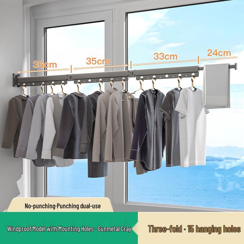 Retractable Folding Indoor Clothes Drying Rack for Balcony and Bathroom