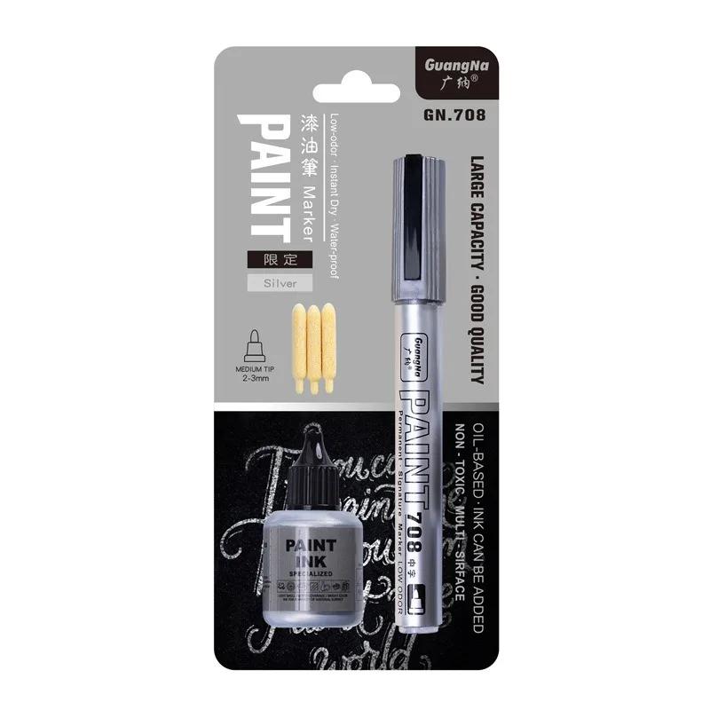Metallic Paint Marker Pens with Ink Set Gold Silver White 2mm Art Markers for Manga Crafts Scrapbooking Art Supplies Stationery