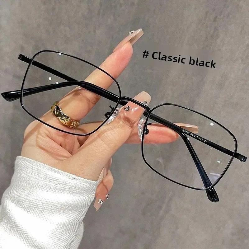 

Women s Gold Wire Frame Glasses Retro Square Pure Desire Thin Glasses for Near-Sightedness Optical Frames Anti blue light