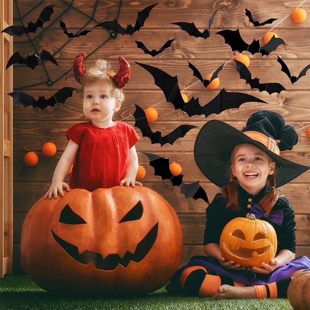 12Pcs Window Stickers Halloween Party 3D Wall Decals Waterproof Animal Shape Decoration Wall Papers