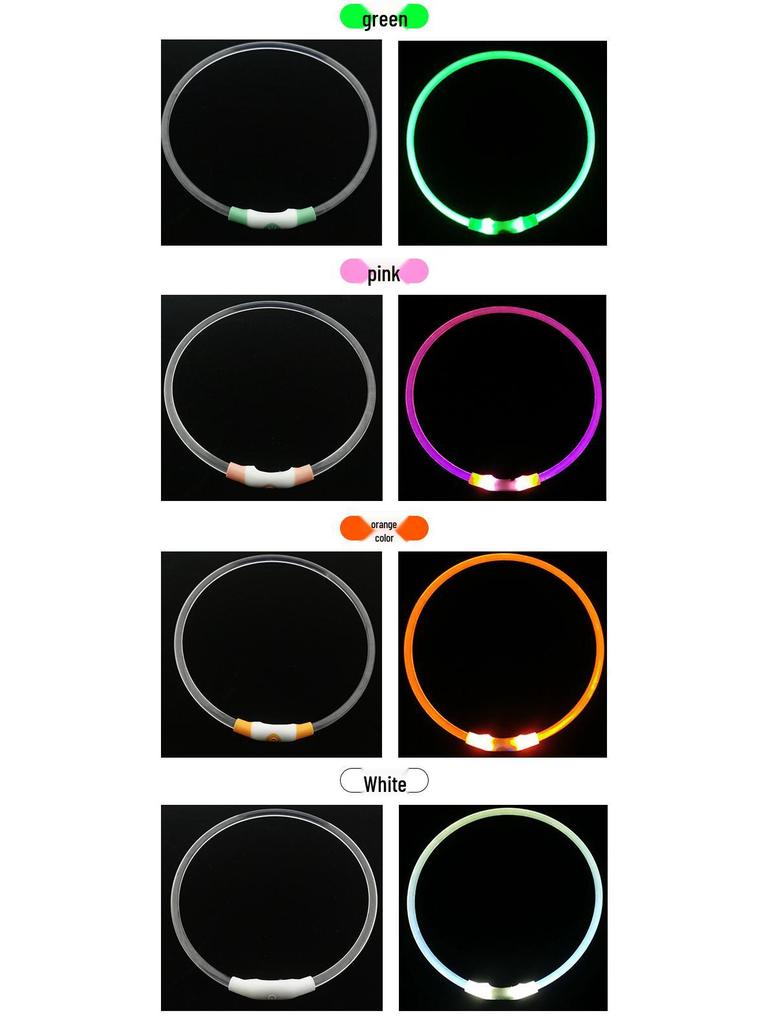 USB Rechargeable LED Dog Collar - Adjustable Light-Up Neck Ring for Large, Medium, and Small Dogs