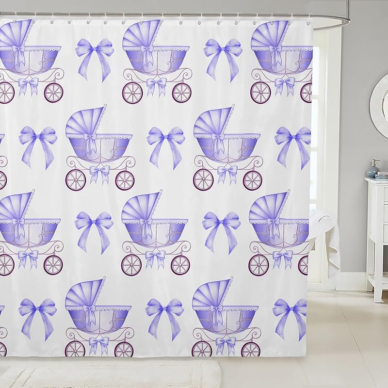 Feelyou Pink Bow Bath Curtain for Kids Boys Girls 72"x72" Cute Dreamy Princess Style Shower Curtain Waterproof Bow Pattern Bathroom Shower Curtain
