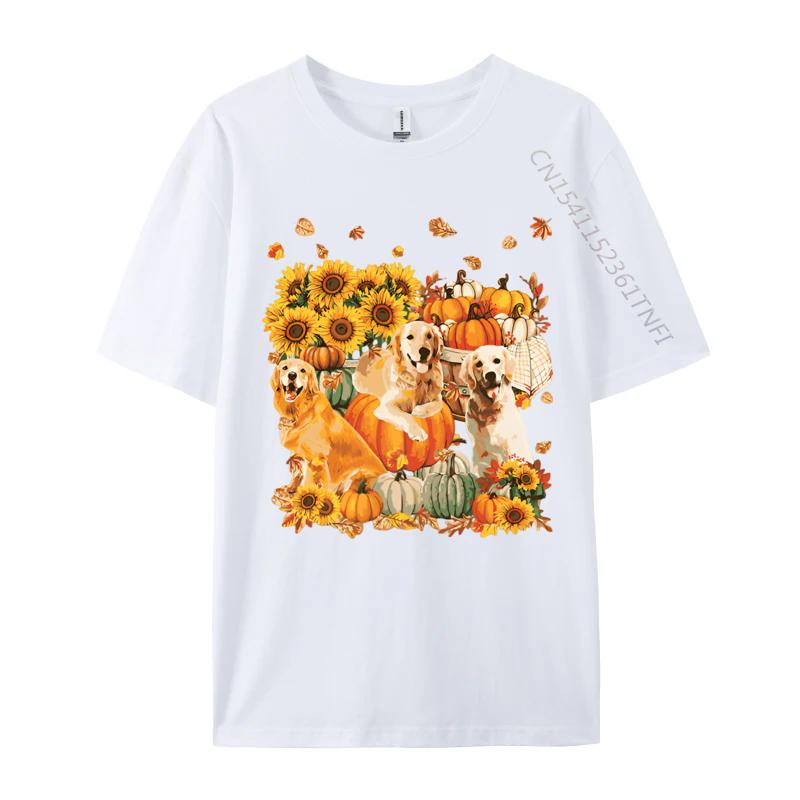 Dog Golden Retriever Autumn Vintage T Shirt Cotton Tops Shirts for Adult Japan Style Plain T Shirts Wholesale