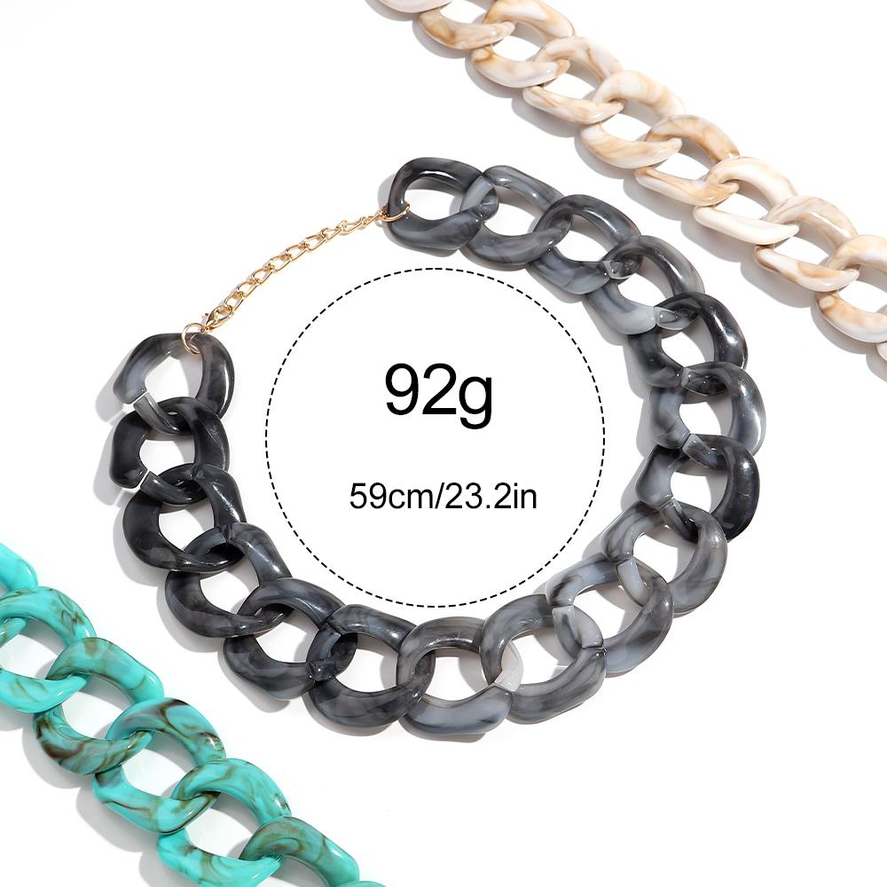 Vintage Square Chain Choker Necklace for Women Punk Fashion Big Resin Leopard Chunky Link Chain Collar Statement Jewelry Bijoux
