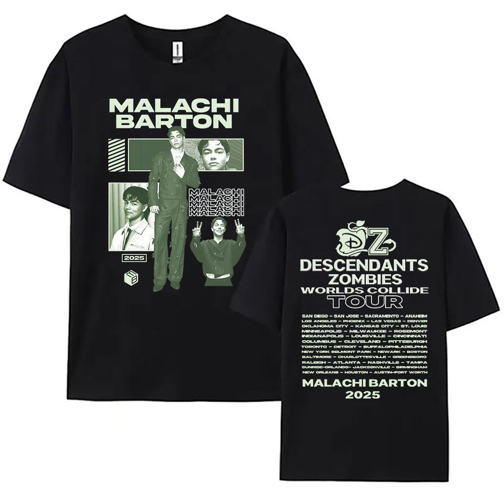 Malachi Barton Pattern T-shirt Zzombies Worlds Collide Tour 2025 T-shirt Short Sleeve Cotton Men's T-shirt Street Wear T-shirt
