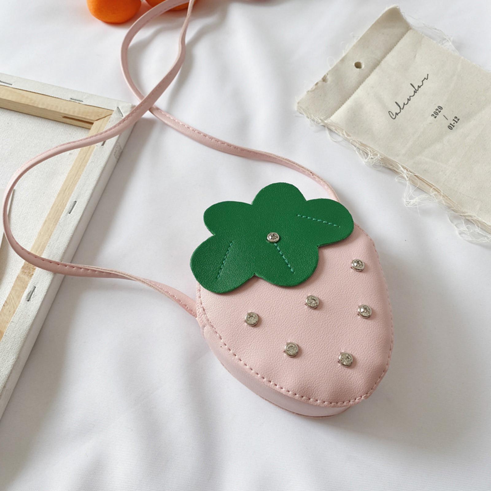 

Infant Baby Kids Girls Bags Waist Bags Shoulder Bags Leather Cute Strawberry One Size рожевий
