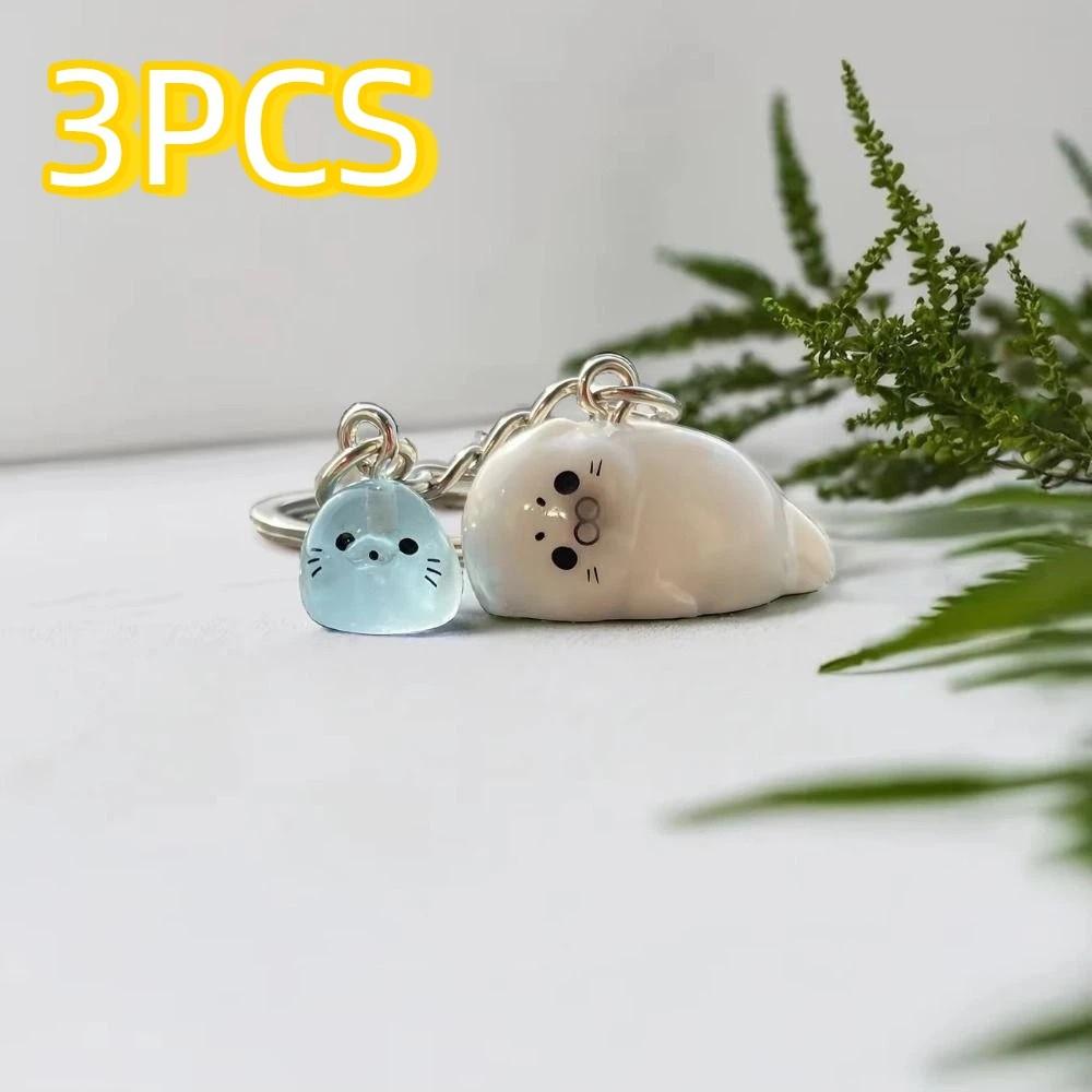3 Stuks 3D Ontwerp Zeeleeuw Sleutelhanger Lichtgevende Eigenschap Dier Sleutelhanger 3D Lichtgevende Sleutelhanger Cadeaus
