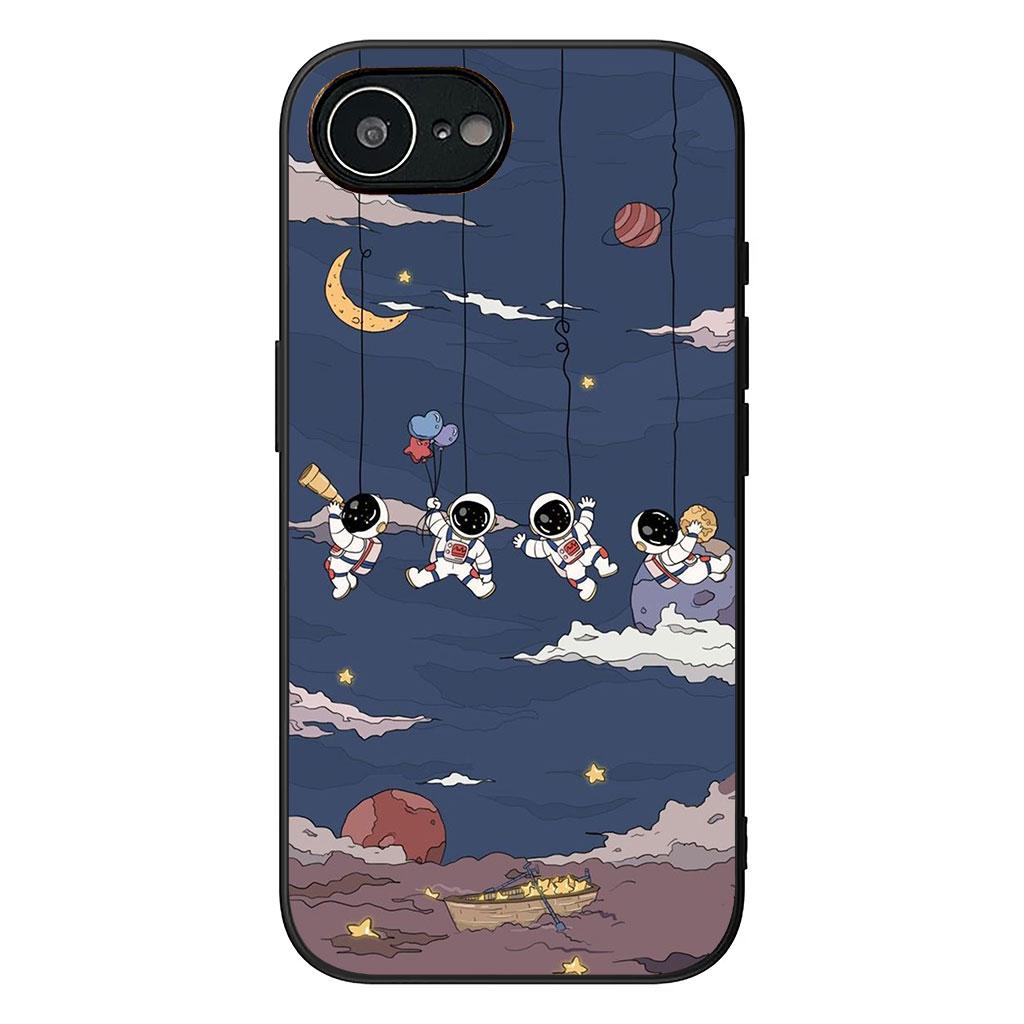 Art Astronaut Moon Sky Phone Cover Case for Apple iPhone 16 15 14 Plus 13 12 Mini 17 Pro Max + ProMax 16E Air 16+ Casing