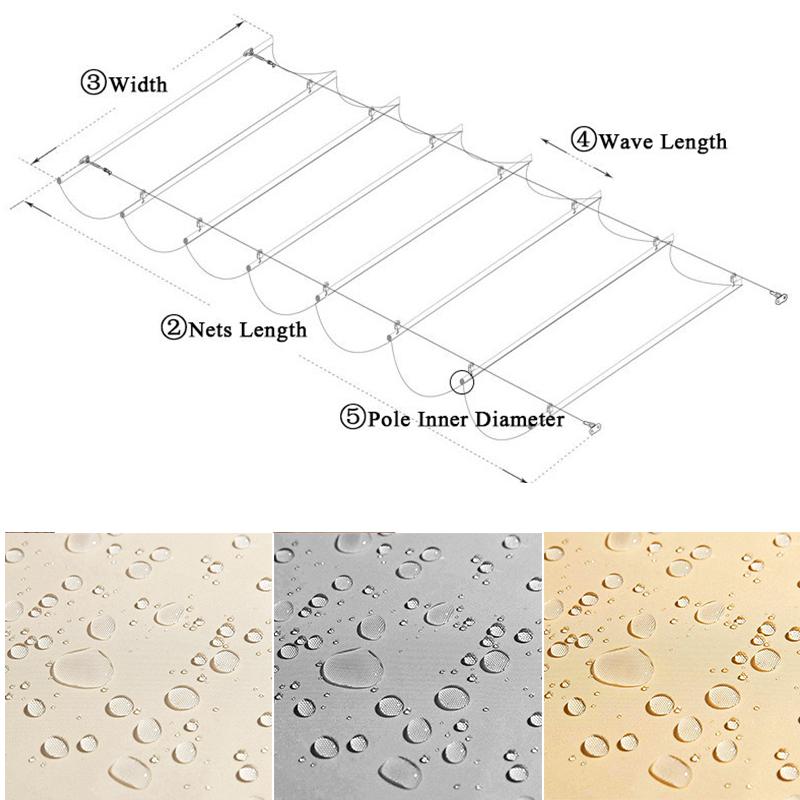 Width 2~4m Outdoor Telescopic Awning with Installation kit Summer Rainproof Sun Shade Sail Pergolas Retractable Sunshade Net