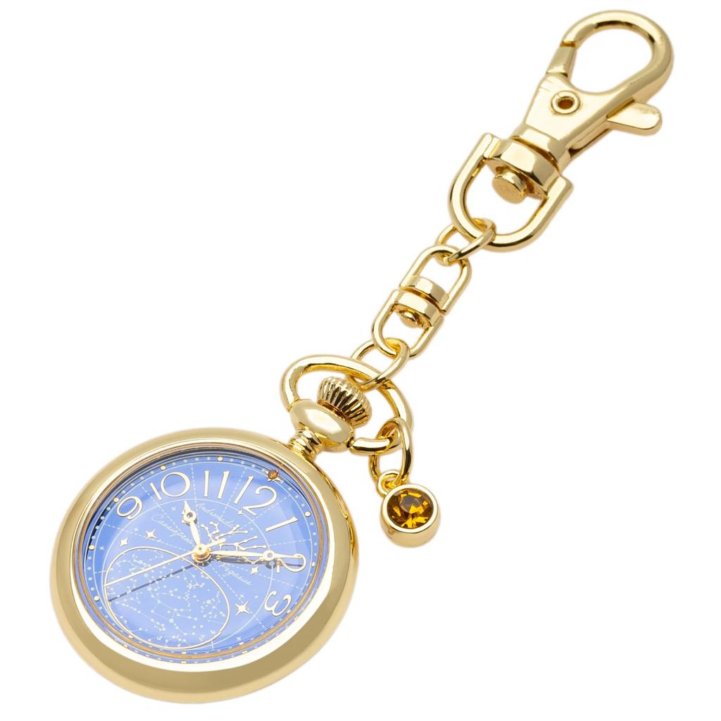 Fieldwork Women's Analog Pocket Watch with Keychain, Star Chart, Autumn Square, Topaz, Sain, ST296-3