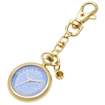 Fieldwork Damen-Analog-Taschenuhr mit Schlüsselanhänger, Sternenkarte, Herbstlich quadratisch, Topas, Sain, ST296-3
