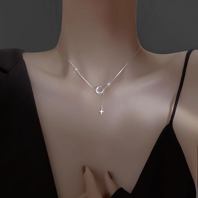 

Ожерелье «Звезда и Луна» Новое модное женское ожерелье Женское элитное дизайнерское нишевое ключичное цепочное украшение