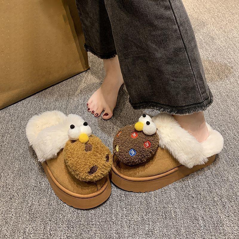 Fairy style high-end soft-bottomed cotton slippers 2025 autumn and winter new fashionable and cute thick-bottomed fluffy slippers women's outer wear