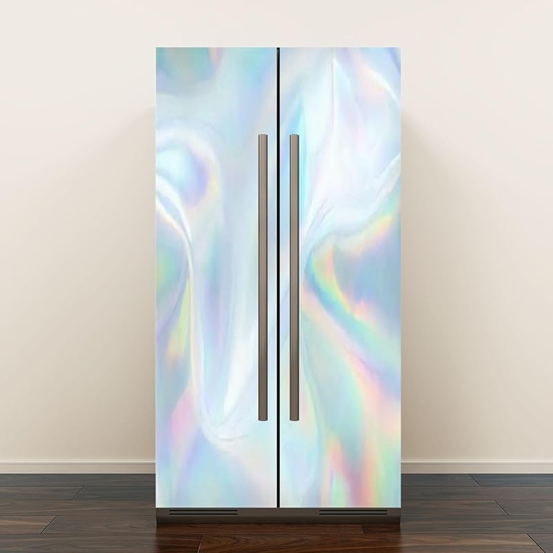 Self Adhesive Vinyl Refrigerator Wrap Set Teal Green Solid Colored Abstract Canvas Texture Vintage Grunge Year Door Mural Removable Fridge Sticker