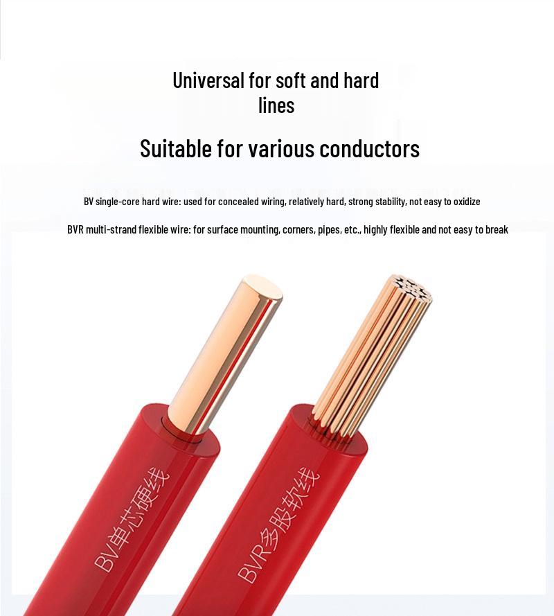 Nanyang Cable ZC-BVR Pure Copper Multi-Strand Flame Retardant Wire, 1.5/2.5/4/6 mm², for Home Decoration.