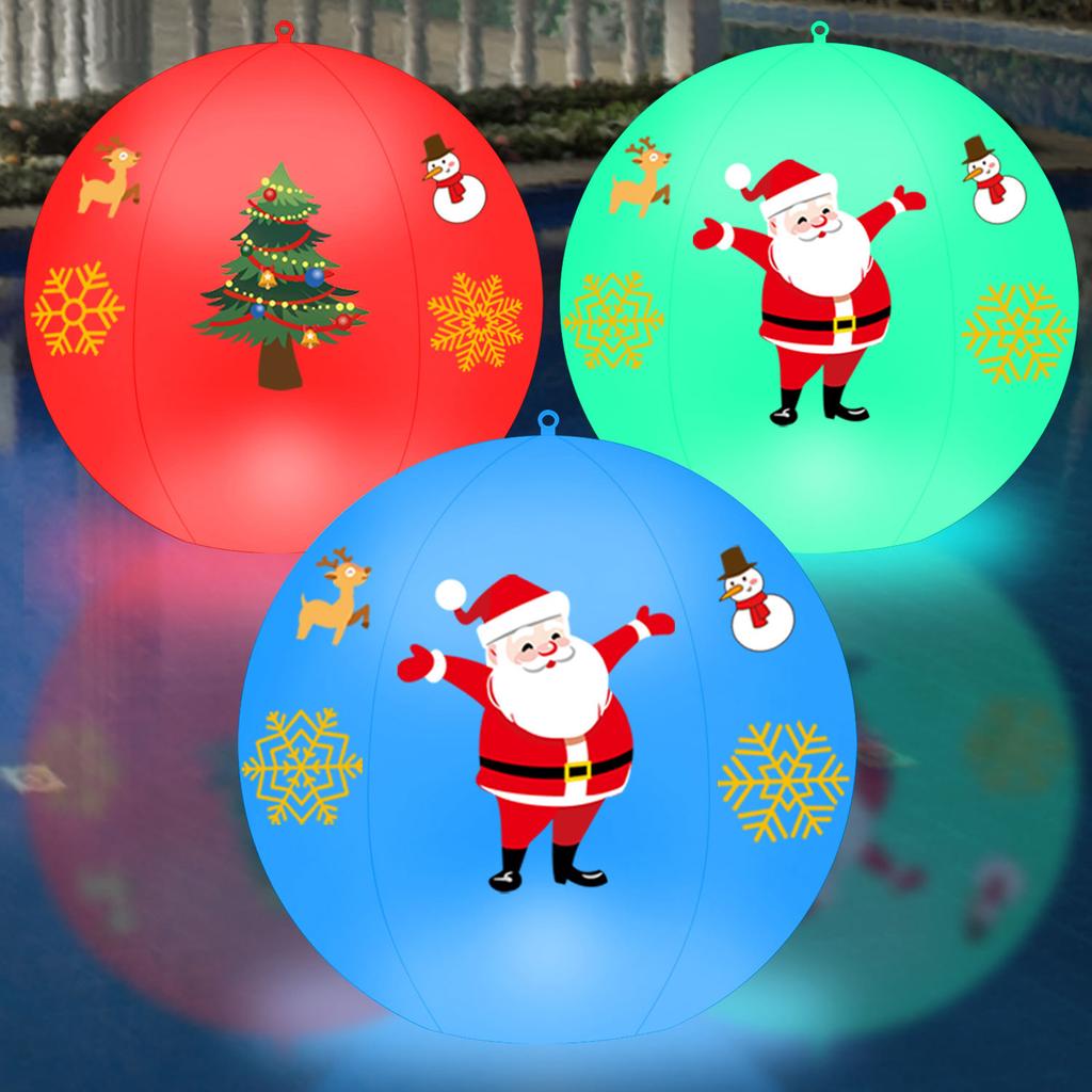 2PCS Solar Powered LEDs Floatings Pool Lights with 2PCS Santa Claus Design Sticker RGBW 16 Color