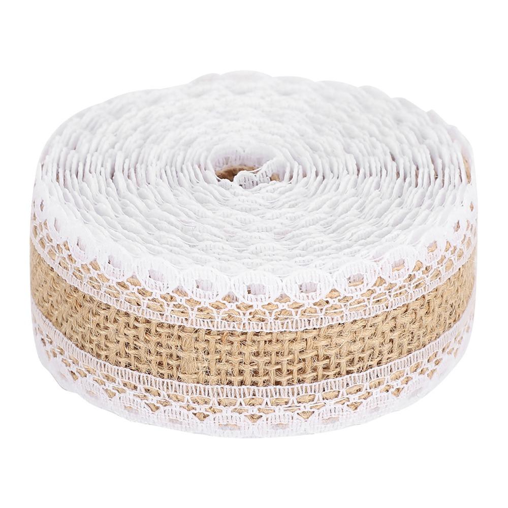 1pcs Lace Mesh Trim Burlap Ribbon Roll 5.5 Yards Lace Burlap Ribbon Jute Ribbon Roll DIY Crafts