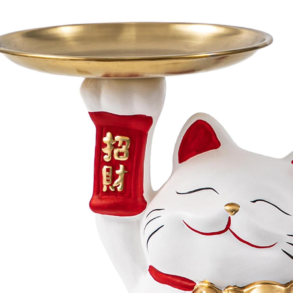 Resin Cat Storage Tray Cat Statue Cute Ornament Modern Key Holder Desktop Organizer for Cabinet Bedroom Shelf Home Decoration