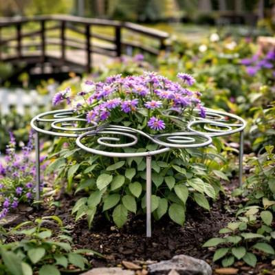 Metallpflanzenstützring, Gartenpfingstrosenkäfigständer, Dekorativer Durchwachs-Pflanzenring, Stapelbarer Blumenbügelpfahl für Zimmerpflanze Dahlie Früh