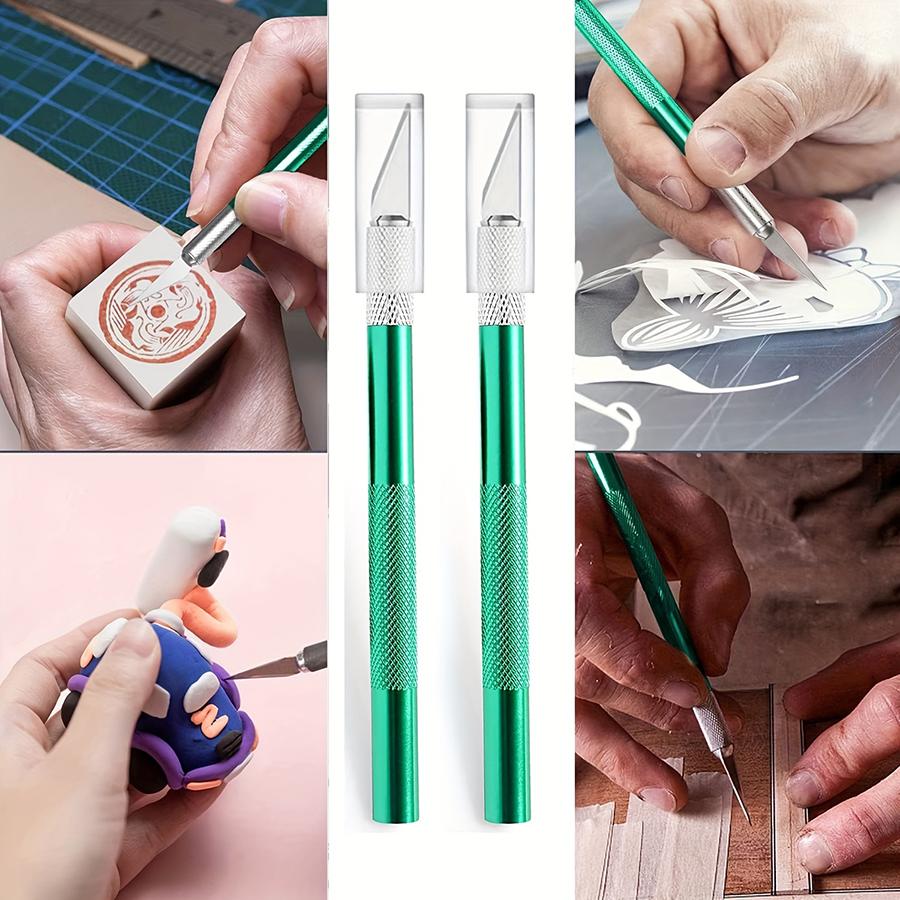 14cm Metal Carving Knife with 5pcs Blades Wood Detail Carving Tools Paper Cutting Hand-Crafted Tools Home Handmade Accessories