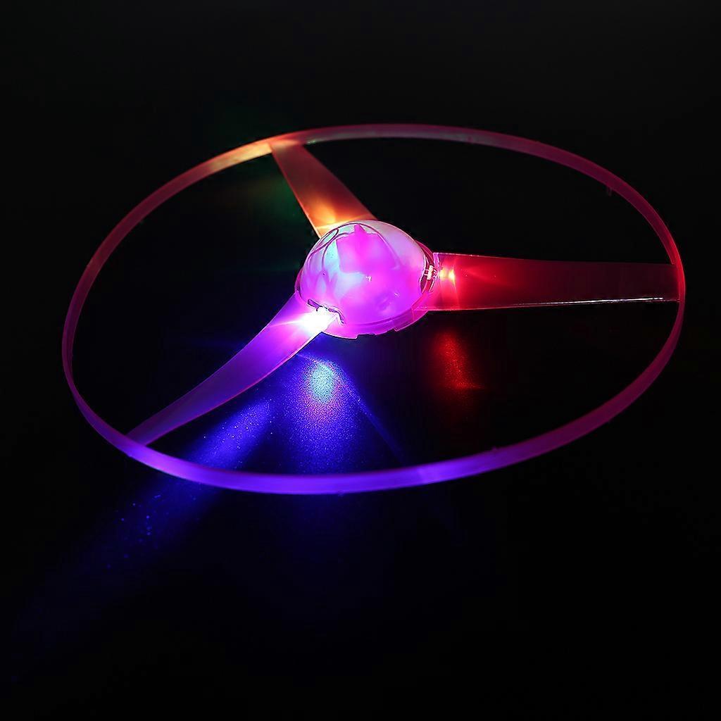 LED Flashing Plastic Pull String Flying Saucer Propeller Toy Disc Helicopter New Multicolor