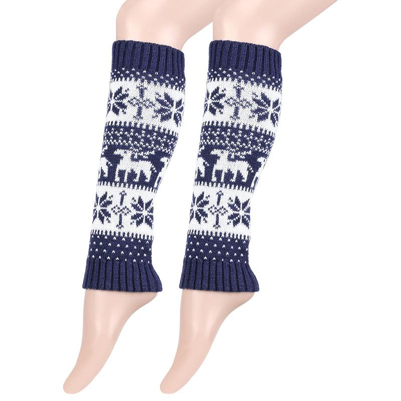 Christmas Boot Socks Womens Winter Leg Warmers Ankle Stretch Slouch Warm Thermal Ladies Wool Knitted Snowflake Female Gaiter