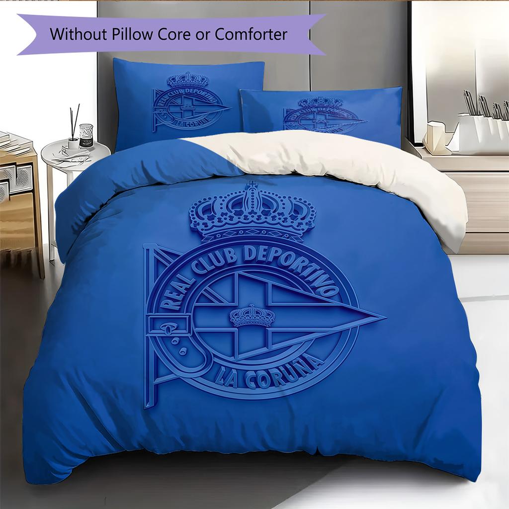 Real Club Deportivo de La Coruña Pattern Bedding Quilt Set Home Decoration Gift (1 * duvet cover + 2 * pillowcase without core).xwn