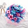 Stitch, Blumen Automatisches Öffnen und Schließen Regenschirm 8 Rippen Winddicht Tragbarer Faltregenschirm, Geeignet für Freizeit- und Geschäftsreisen, für Gi
