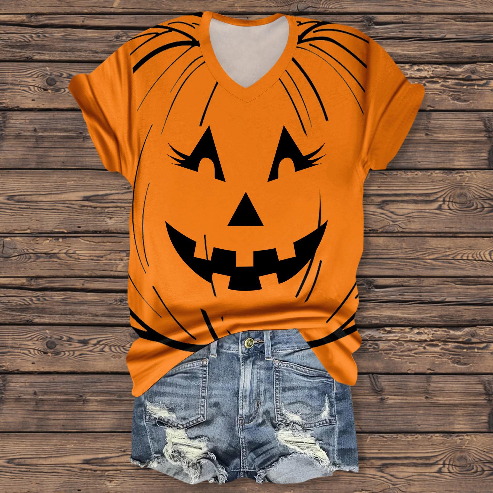 

Женская мода повседневная рубашка с рукавом три четверти и принтом букв на Хэллоуин S