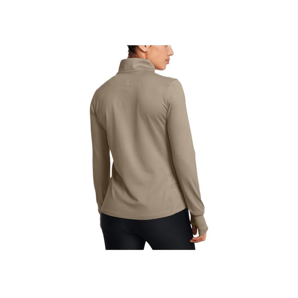 Under Armour Coldgear® Base Solid Color Casual Stand Collar 1/2 Zip Running Sports Long Sleeve T-Shirt Women tops Buffalo Khaki 1379349-203