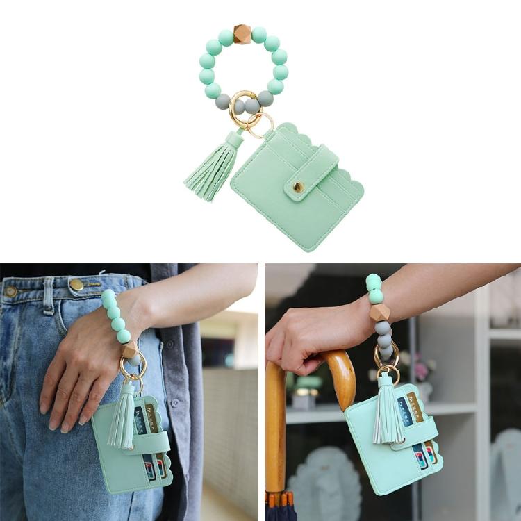 Pu Leather Tassel Circle for Key Chain Women Wristlet Keychain