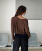 INJIACTIVE Boat Neck Long Sleeve Top Brown