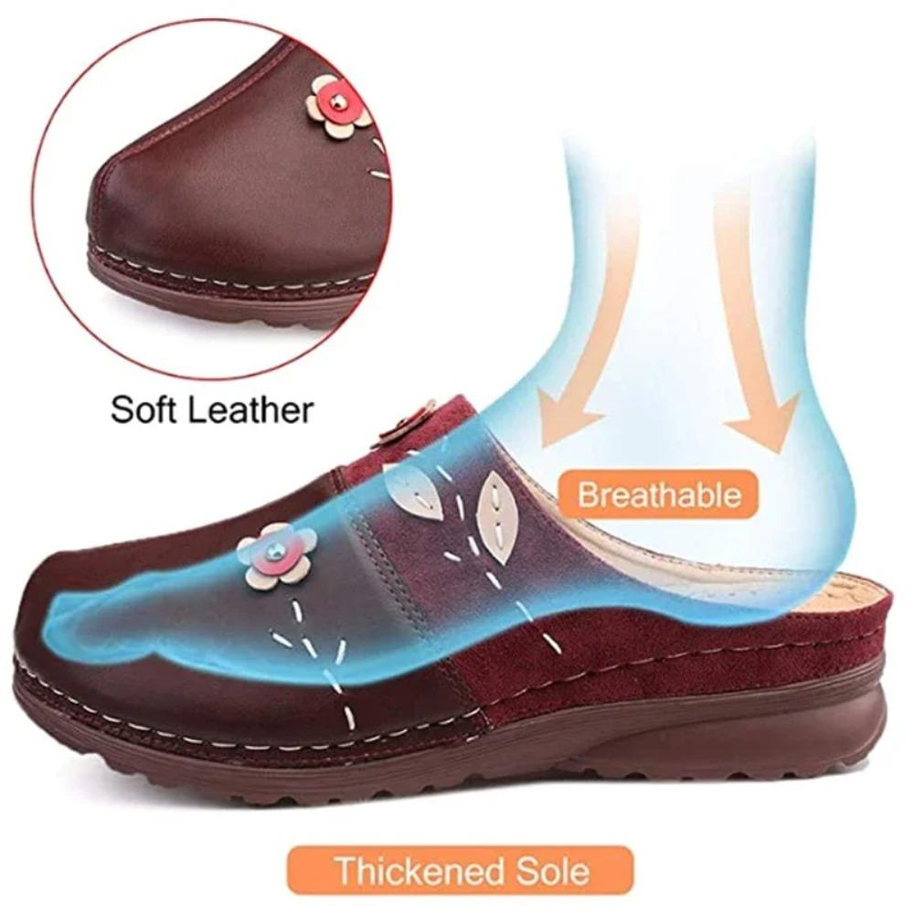 Women Clogs Sandals Soles Ladies Comfort Closed Toe Wedges Platform Shoes Soft Breathable Flower Slipper