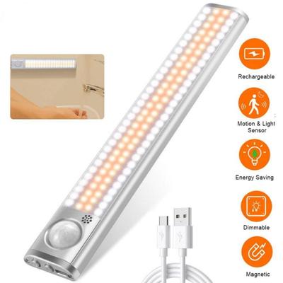 Neue kabellose Unterschrankleuchte, LED-Bewegungsmelder, Schranklampe, 80/120/160 LEDs, wiederaufladbar, USB, für Küche, Schlafzimmer, Kleiderschrank