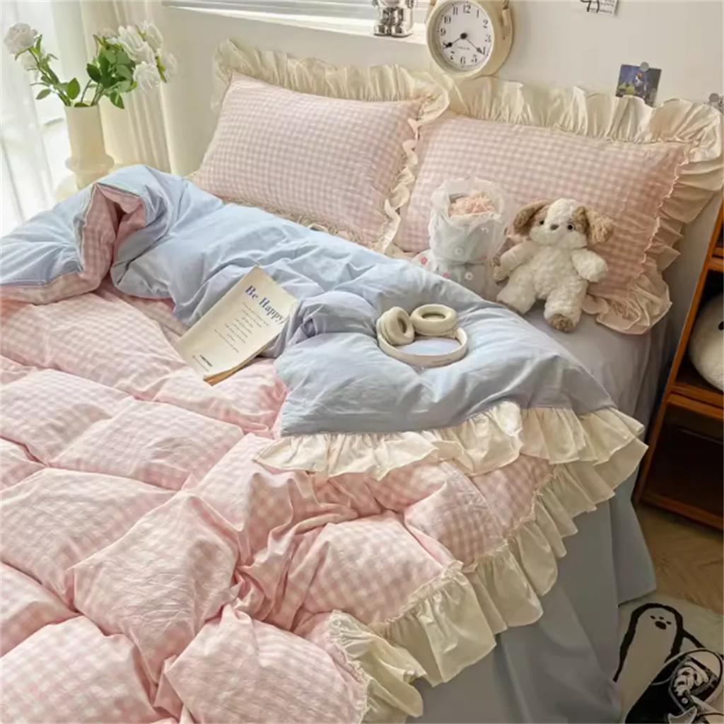 Romantic Black Bedding Set Bed Flat Sheet Pillowcase Twin Full Queen Princess Style Bed Linen Kids Girls Floral Duvet Cover