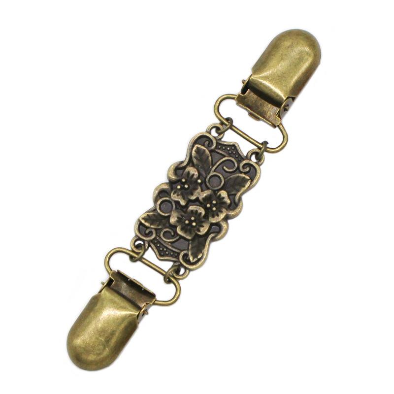 Retro Cardigan Clips Fasteners Flower Pattern Back Cinch Clips Sweater Shawl Dress Collar Brooch Clips for Women Girls Clothing