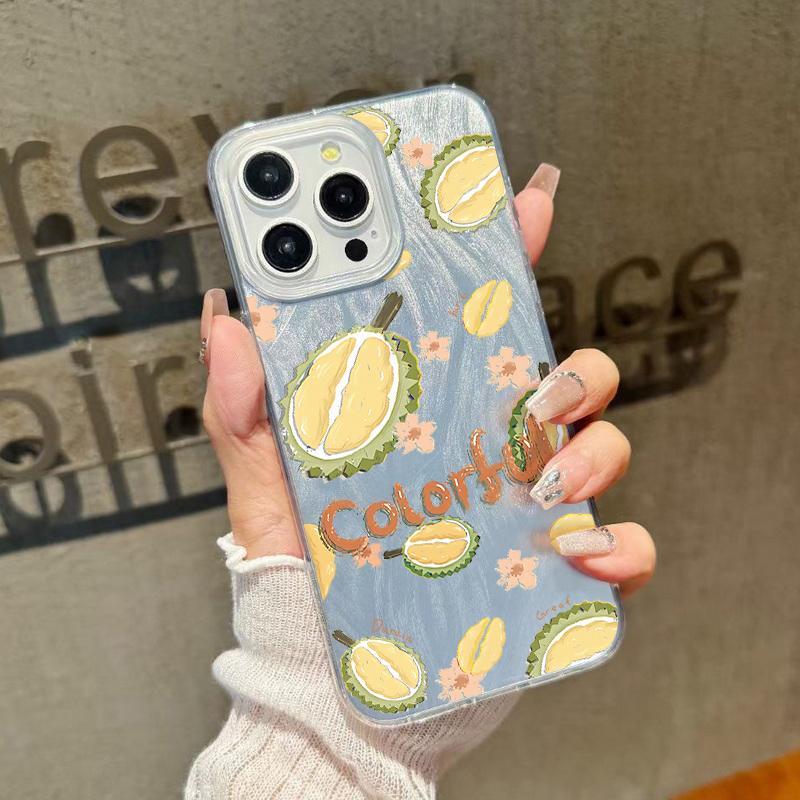 Banana Fruits Pattern Clear Soft Edge Slim Sparkling Phone Case For iPhone 16 Pro Max 15 Pro 14 13 12 11 Feather Glitter Shockproof Hard PC Back Cover